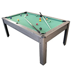 Play4Fun Billard Américain HARMONY 6Ft - 206,5 x 116,5 x 80 cm avec accessoires et plateau dînatoire - Gris