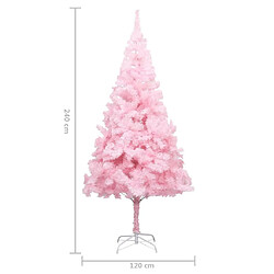 vidaXL Arbre de Noël artificiel pré-éclairé et boules rose 240 cm PVC pas cher