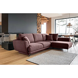 VENESETTI Canapé d'angle convertible - LARSON - en tissu Luxe, 5 places, bordeaux, angle droit (vu de face)