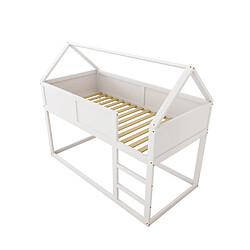 ComfortXL Lit superposé pour enfant, Cadre en bois massif, lit mezzanine avec escalier, blanc 90*200 cm pas cher