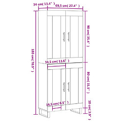 vidaXL Buffet haut Noir 69,5x34x180 cm Bois d'ingénierie pas cher