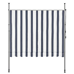 Avis Helloshop26 Store banne téléscopique acier polyester 150 x 120 x 200-300 cm bleu foncé blanc 03_0008314