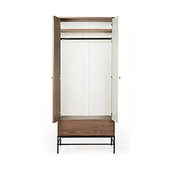 Avis Mes Armoire 2 portes 1 tiroir 80x55x190 cm décor noyer et blanc