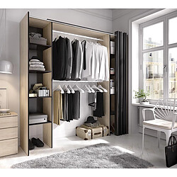 Avis Pegane Armoire placard extensible coloris naturel/graphite - Longueur 110-180 x Hauteur 205 x Profondeur 50 cm