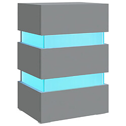 vidaXL Table de chevet à LED Gris 45x35x67 cm Bois d'ingénierie