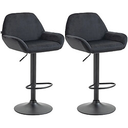 Non Lot de 2 tabourets de bar Braga velours noir