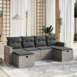 Maison Chic Ensemble Tables et chaises d'extérieur 6pcs avec coussins,Salon de jardin gris résine tressée -GKD957947