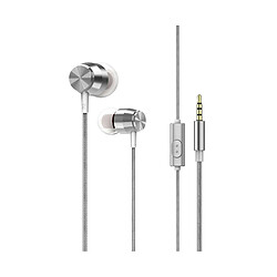 LUUCOZK Écouteurs intra-auriculaires filaires universels 3,5 mm TPE Écouteurs basses lourdes avecMicrophone-Argent 