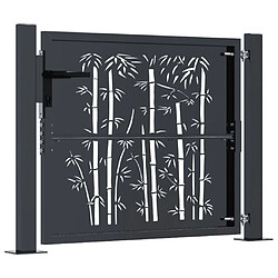 Avis vidaXL Portail de jardin anthracite 105x80 cm acier design de bambou