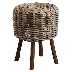 Aubry Gaspard Tabouret bas en poelet gris et bois. Tabouret bas en poelet gris et bois