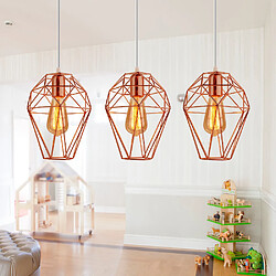 Stoex Suspension Lustre Industrielle Design Cage Diamant Luminaire Lampe plafonnier E27 Vintage en Métal Abat-jour pour Salle à manger Cuisine Salon Chambre Or rose