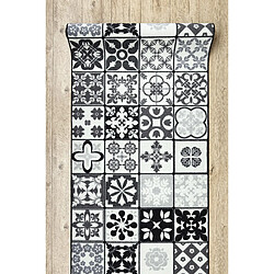 Acheter RUGSX TAPIS DE COULOIR antidérapant AZULEJO PATCHWORK, CARREAUX DE LISBONNE gris noir 67x510 cm