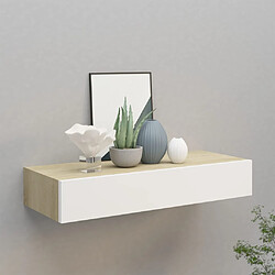 vidaXL Étagère à tiroir murale chêne et blanc 60x23,5x10 cm MDF 