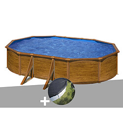 Kit piscine acier aspect bois Gré Pacific ovale 6,34 x 3,99 x 1,22 m + Bâche d'hivernage