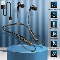 GUPBOO Casque sans fil avec tour de cou Casque Bluetooth Casque de sport compatible avec carte rotative pour la course à pied Cyclisme Conduite