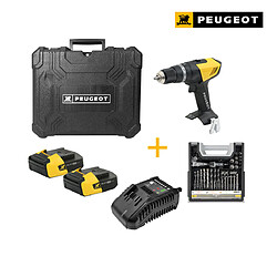 Pack Perceuse PEUGEOT ENERGYDRILL-14V15 - 2 batteries 14.4V 1.5 Ah - 1 chargeur - Mallette mixte 108pcs 250310-190646