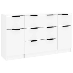 vidaXL Ensemble de buffets 3 pcs Blanc brillant Bois d'ingénierie