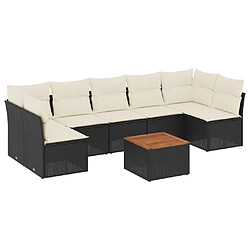 vidaXL Salon de jardin 8 pcs avec coussins noir résine tressée