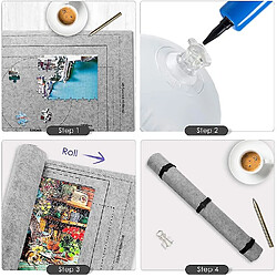 Universal Mat de puzzle 80x118cm, couverture en feutre gris roll up pour un puzzle jusqu'à 2000 P 