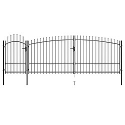 vidaXL Portail de clôture de jardin avec dessus en lance 5x2,25 m Noir