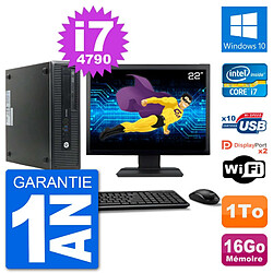 PC HP 800 G1 Ecran 22" Core i7-4790 RAM 16Go Disque 1To Windows 10 Wifi · Occasion 