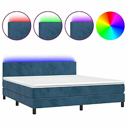 Sommier à lattes LED,Cadre à lattes de lit avec matelas pour Adulte Bleu foncé 160x200 cm -MN98463