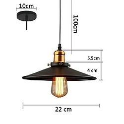 Acheter Stoex Rétro Suspension industrielle 22CM Lustre Abat-Jour Lampe de Plafond luminaire E27 Noir