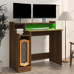 Maison Chic Bureau solide,Table de travail,Bureau d'ordinateur et lumières LED Chêne brun 97x45x90 cm Bois d'ingénierie -GKD87133 pas cher