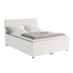 Vente-Unique Ensemble complet boxspring tête de lit capitonnée + sommiers + matelas + surmatelas - 160 x 200 cm - Tissu - Ivoire - SIERO de YSMÉE