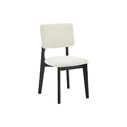 Acheter Vente-Unique Lot de 6 chaises en tissu bouclette et bois d'hévéa - Blanc et Noir - JASMENA