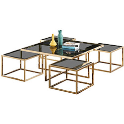 Avis Vivenla Table basse design plateau en verre avec piètement en acier inoxydable doré collection ALBA L. 100 x P. 100 x H. 45 cm