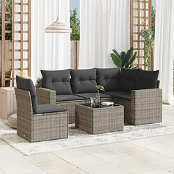 Maison Chic Salon de jardin 6 pcs avec coussins | Ensemble de Table et chaises | Mobilier d'Extérieur gris résine tressée -GKD74858