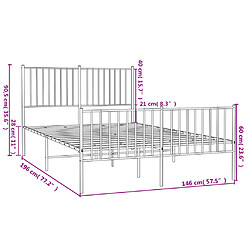 vidaXL Cadre de lit métal sans matelas avec pied de lit noir 140x190cm pas cher