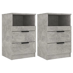 vidaXL Tables de chevet 2 pcs Gris béton Bois d'ingénierie