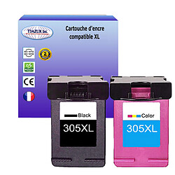 T3Azur 1+1 Cartouches d'encre compatibles remplace HP 305 XL Noire+ Couleur pour HP Deskjet 2723 2723e 2724 2724e 2732 T3AZUR - 1+1 Cartouches d'encre compatibles remplace HP 305 305XL Noire+ Couleur pour HP Deskjet 2723 2723e 2724 2724e 2732