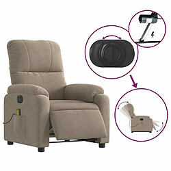 Maison Chic Fauteuil Relax pour salon, Fauteuil inclinable de massage électrique taupe -GKD24116 pas cher