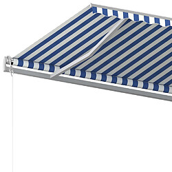 Maison Chic Auvent manuel rétractable,Store manuel de porte avec poteaux 6x3 m Bleu et blanc -GKD97206 pas cher