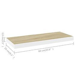 vidaXL Étagères flottantes 4 pcs chêne et blanc 60x23,5x3,8 cm MDF pas cher