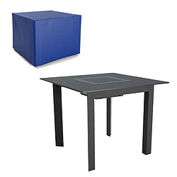 Play4Fun Table de jardin avec housse 4 personnes 90 X 90 X 75cm - Noir effet marbré 