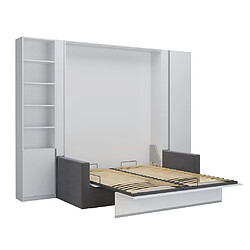 Inside 75 Composition lit escamotable 160 blanc mat DJUKE SOFA canapé gris 2 colonnes