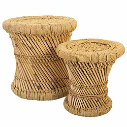 Jeu de tabourets Alexandra House Living Naturel Bambou Corde 38 x 38 x 38 cm 2 Pièces 