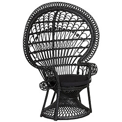 Beliani Chaise de jardin Rotin Noir EMMANUELLE