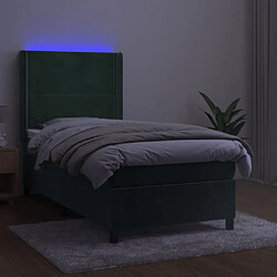 Avis Maison Chic Lit adulte- Lit + matelas + LED,Sommier à lattes de lit matelas LED Vert foncé 90x190cm Velours -GKD51985