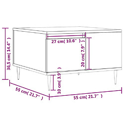 vidaXL Table basse sonoma gris 55x55x36,5 cm bois d'ingénierie pas cher