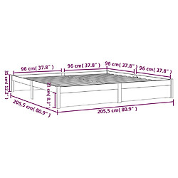 vidaXL Cadre de lit sans matelas marron miel bois massif 200x200 cm pas cher