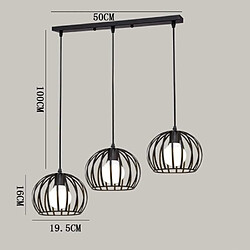 Avis Stoex E27 Lustre Industriel Barre 3 lampes Suspension Cage Contemporain Noir pour Cuisine, Salle à manger, bar