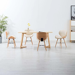 vidaXL Chaises à manger lot de 4 crème similicuir et bois courbé