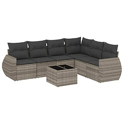 vidaXL Salon de jardin avec coussins 7 pcs gris clair résine tressée