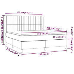 Acheter vidaXL Sommier à lattes de lit matelas et LED Bleu 160x200 cm Tissu