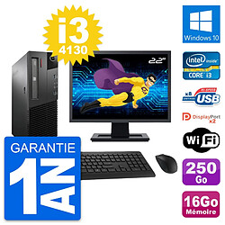 PC Lenovo M93p SFF Ecran 22" Intel i3-4130 RAM 16Go Disque 250Go Windows 10 Wifi - Occasion